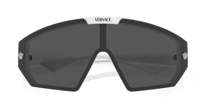 Versace VE 4461 314/87 White Plastic Shield Sunglasses Grey Lens