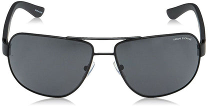 A|X Armani Exchange Men's AX2012S Rectangular Metal Sunglasses, Satin Black