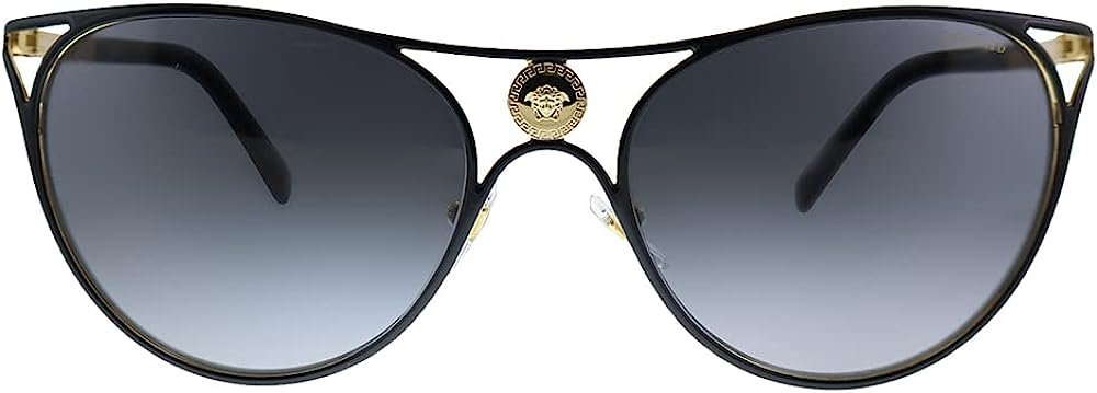 Versace 0VE2237 1433T3 Polarized Black/Gold Metal Cat-Eye Sunglasses