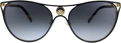 Versace 0VE2237 1433T3 Polarized Black/Gold Metal Cat-Eye Sunglasses
