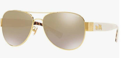 Coach HC7059 Sunglasses, Gold/Gold Mirrored Gradient, 58 mm