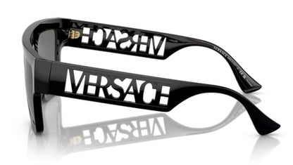 Versace VE 4430U GB1/81 53mm Black Rectangle Sunglasses Grey Polarized Lens