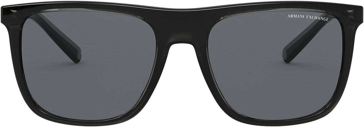 A|X ARMANI EXCHANGE Men's AX4102S Square Sunglasses, Shiny Black/Grey, 56 mm