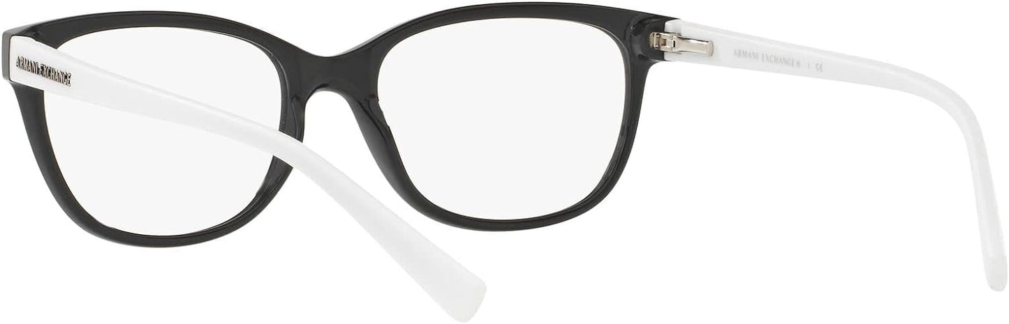 A|X ARMANI EXCHANGE Women's AX3037 8204 53mm Cat-Eye Eyewear Frames, Black/Demo Lens