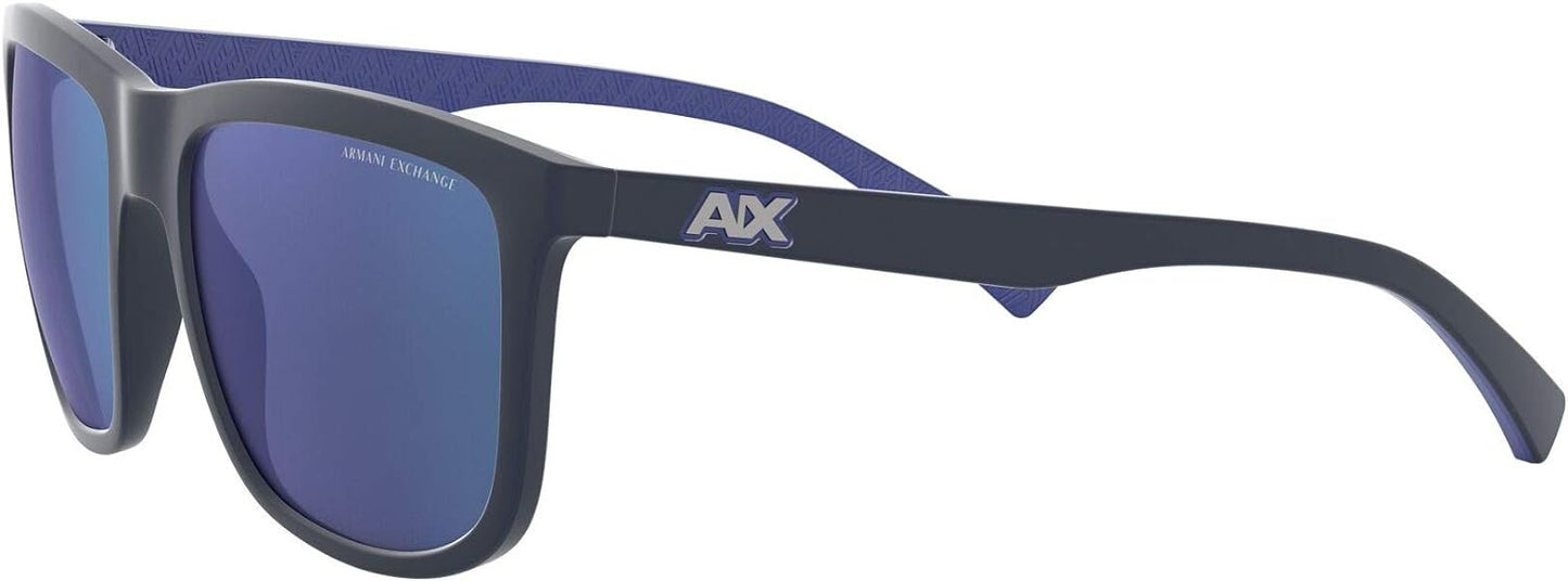 Armani Exchange AX4093 829555 56mm Man Sunglasses Matte Blue Frame, Mirror Blue Lenses,