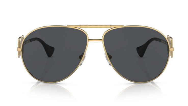 Versace Sunglasses VE2249 100287 65mm Gold Dark Gray Aviator