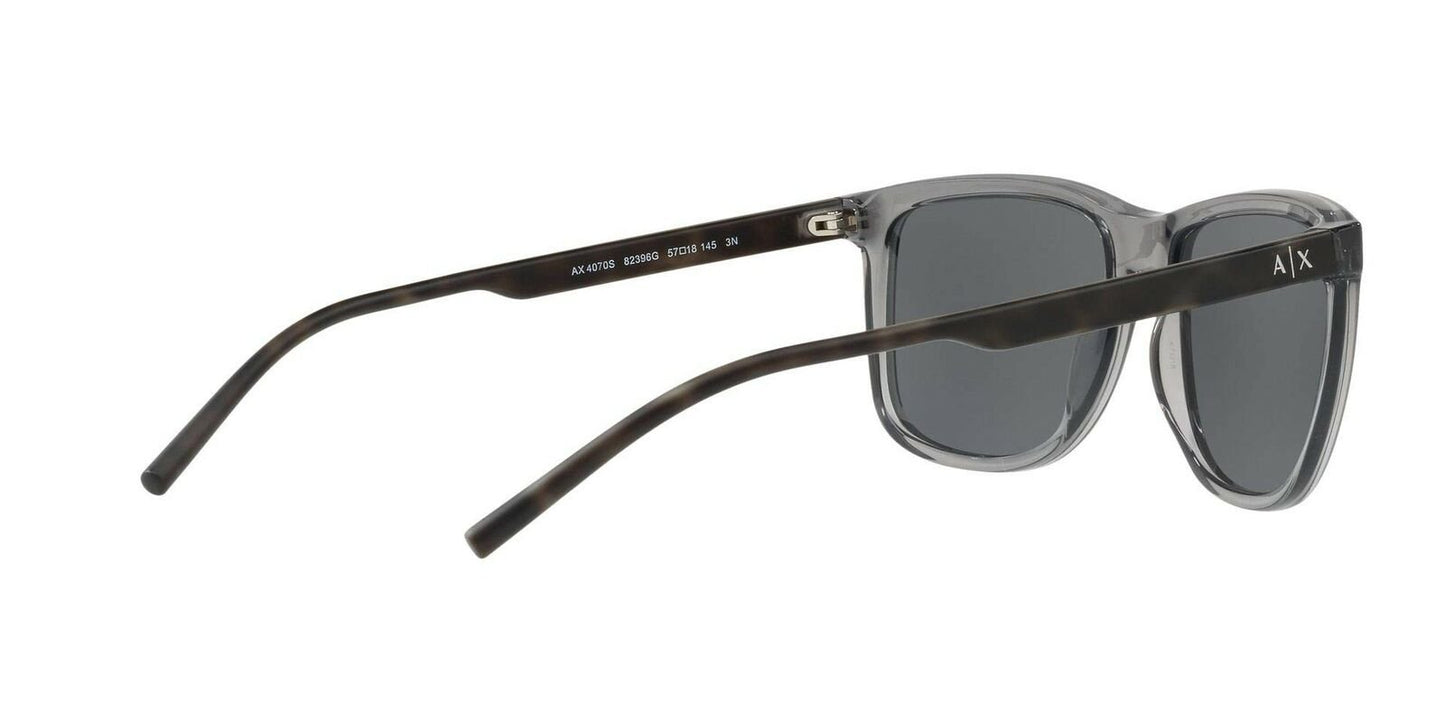 A|X Armani Exchange Men's AX4070S Square Sunglasses, Transparent Magnet Grey