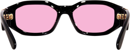 Versace VE 4361 GB1/84 Black Plastic Geometric Sunglasses Pink Lens