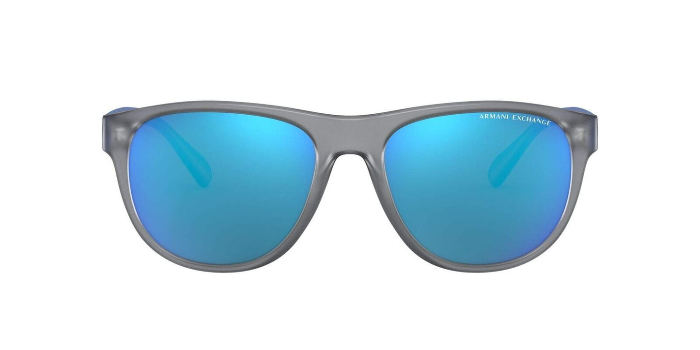 A|X ARMANI EXCHANGE Men's AX4096S Square Sunglasses Matte Grey/Light Blue Mirror