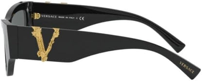 Versace VE 4383F GB1/87 Black Plastic Cat-Eye Sunglasses Grey Lens
