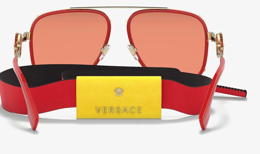 Versace 0VE2233 1472C8 Sunglasses Red Frame, Pink Mirror Red Lenses, 60MM