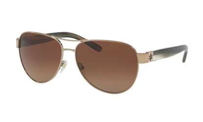Tory Burch Women's 0TY6051 Light Gold/Olive Horn/Brown Gradient Polarized