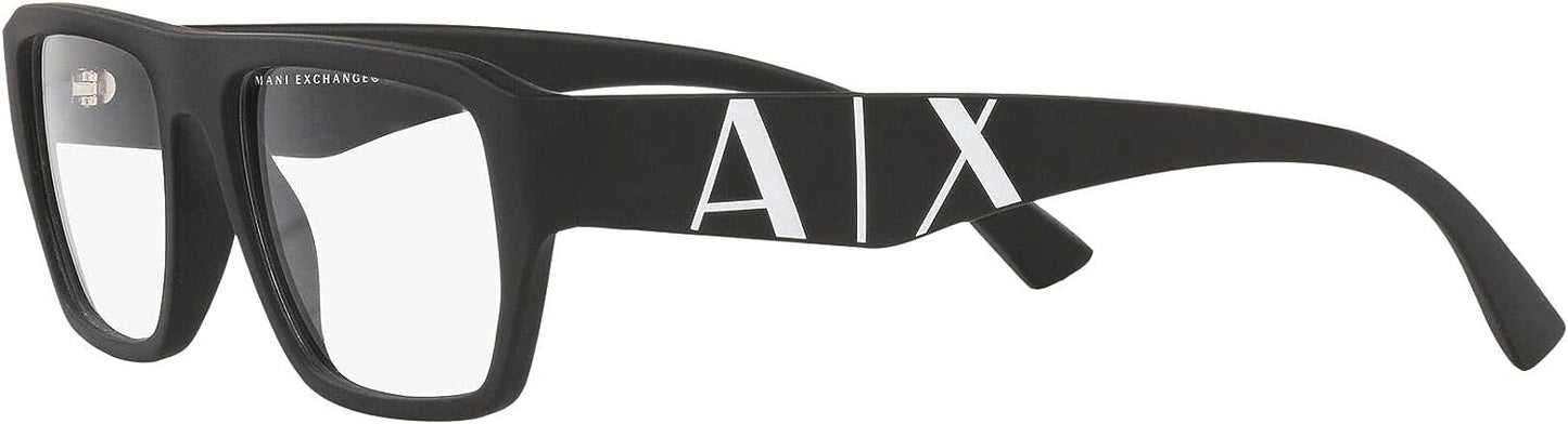 A|X ARMANI EXCHANGE Men's AX3087 8078 54mm Eyewear Frames, Matte Black/Demo Lens