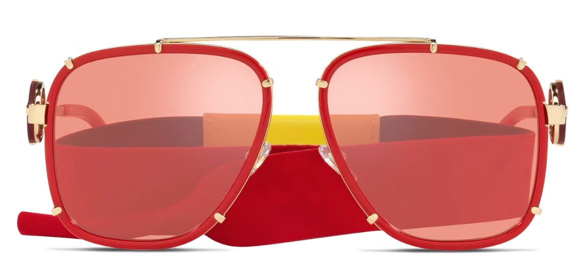 Versace 0VE2233 1472C8 Sunglasses Red Frame, Pink Mirror Red Lenses, 60MM