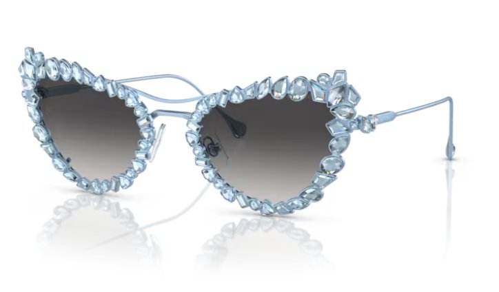 SWAROVSKI SK7011 40198G  56mm Matte Light Blue Grey Gradient Women's Sunglasses