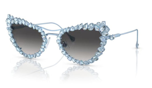 SWAROVSKI SK7011 40198G  56mm Matte Light Blue Grey Gradient Women's Sunglasses