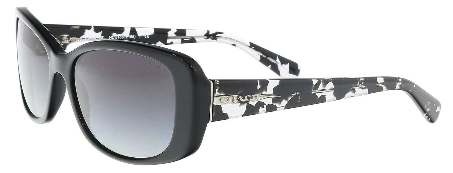 Coach Women's HC8168 Sunglasses Black/Black Crystal Mosaic/Light Grey Gradient