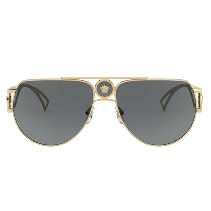 Versace VE 2225 100287 Gold Metal Aviator Sunglasses Grey Lens