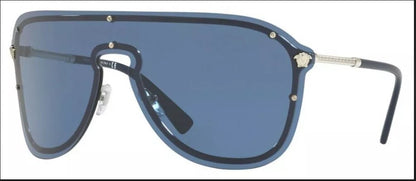 Versace Women's Oversized Shield Sunglasses, Silver/Blue 0VE2180 1000/80