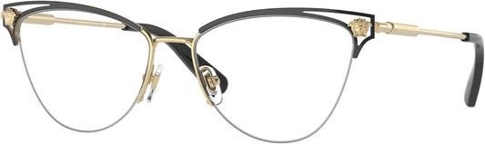 Versace VE 1280 1433 Gold/Black Metal Cat-Eye Eyeglasses 53mm