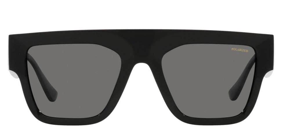 Versace VE 4430U GB1/81 53mm Black Rectangle Sunglasses Grey Polarized Lens