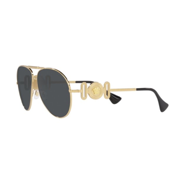 Versace Sunglasses VE2249 100287 65mm Gold Dark Gray Aviator