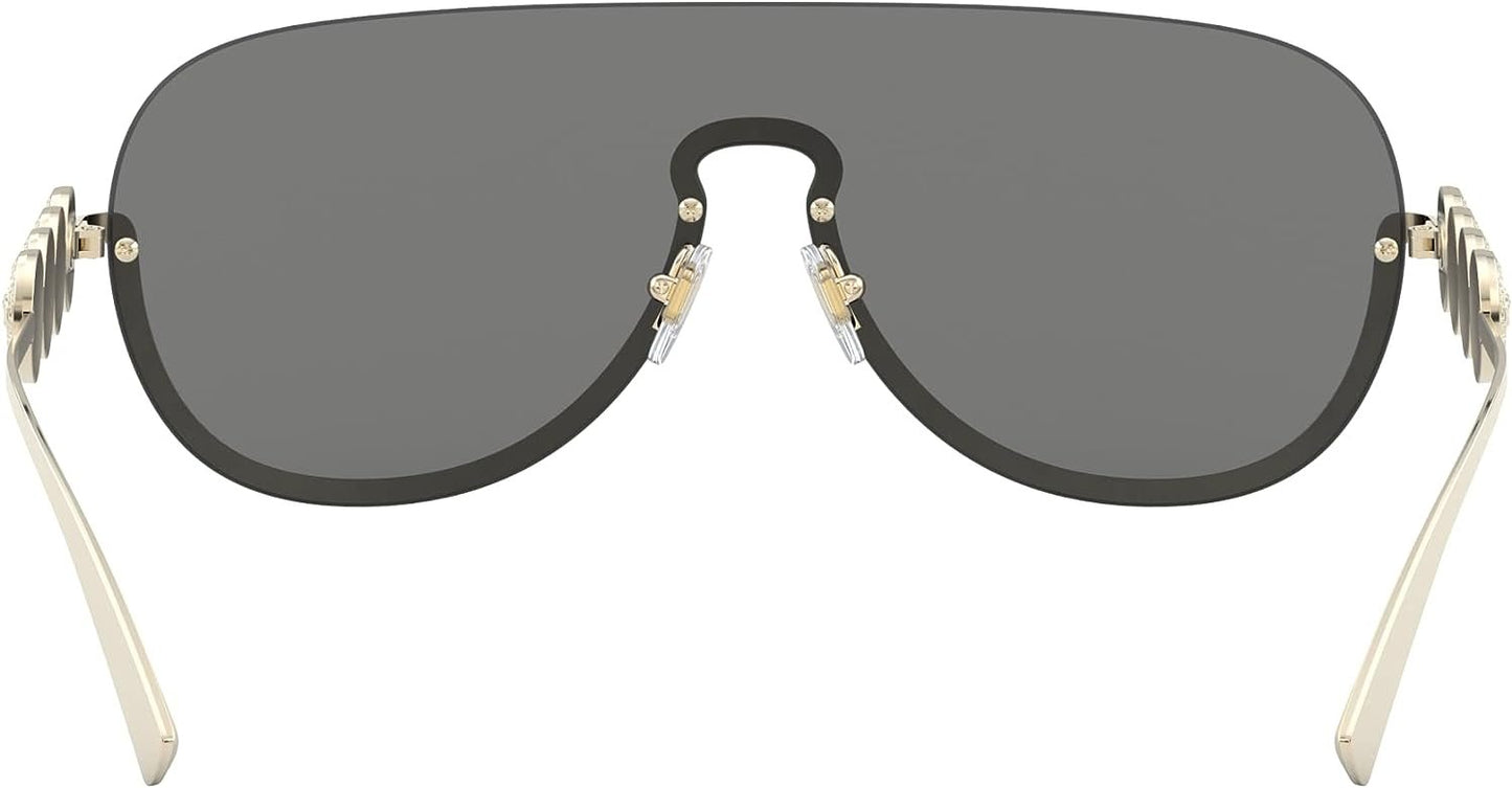 Versace 0VE2215 1252/6G 39mm Sunglasses Women's Pale Gold/Light Grey Lenses Shield