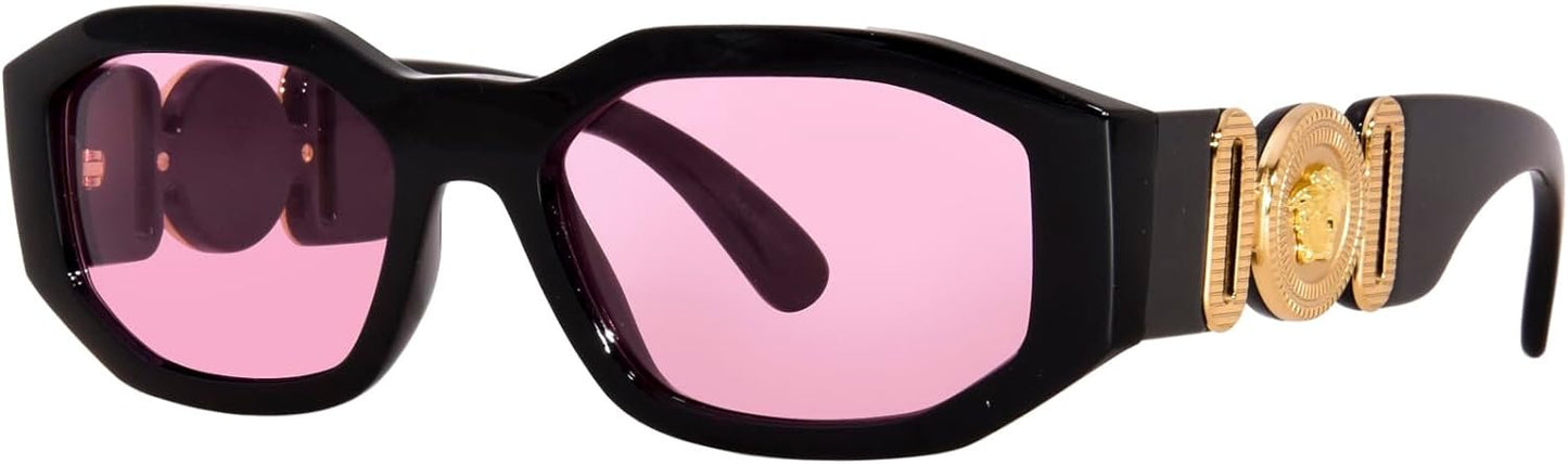 Versace VE 4361 GB1/84 Black Plastic Geometric Sunglasses Pink Lens