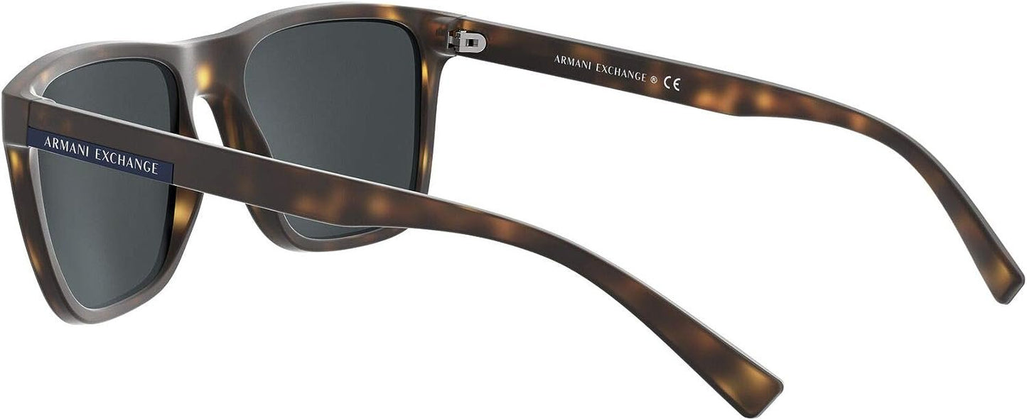 A|X ARMANI EXCHANGE Men's AX4080SF 802980 Square Sunglasses, Matte Havana/Blue Mirrored/Blue