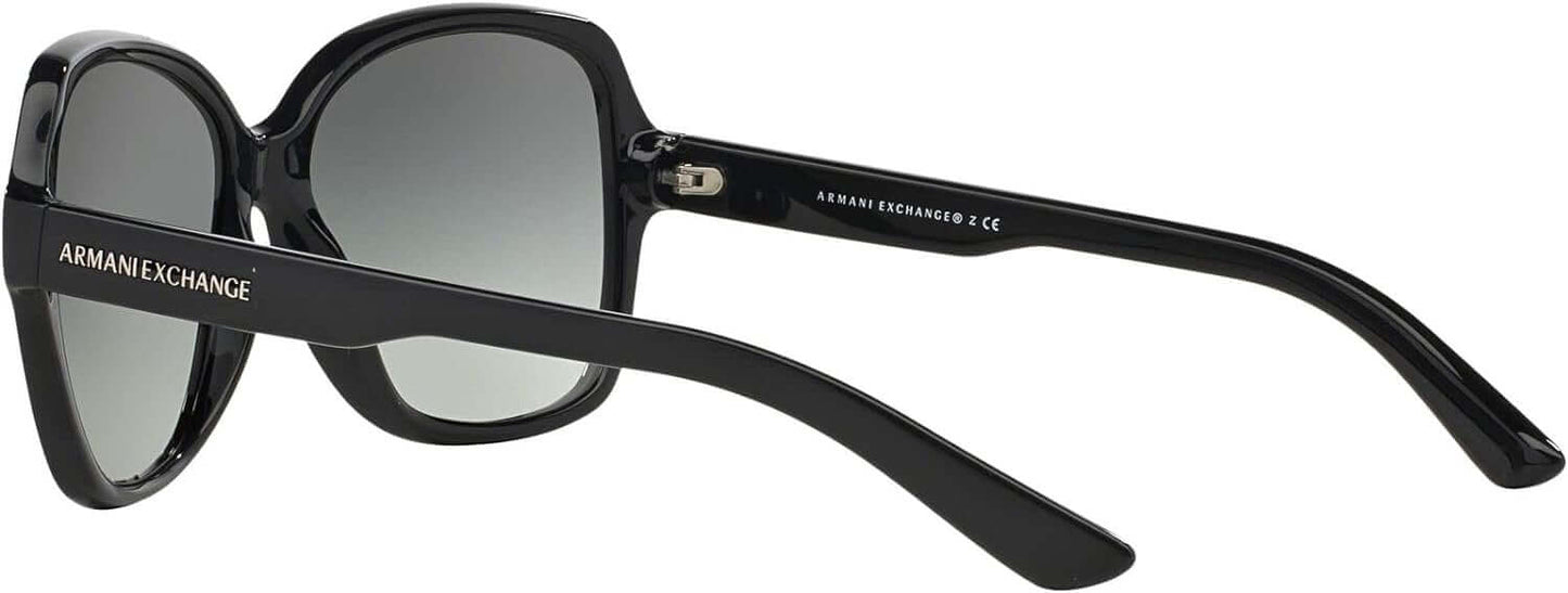 A|X ARMANI EXCHANGE Women's AX4029S Oval Sunglasses, Shiny Black/Grey Gradient, 57 mm