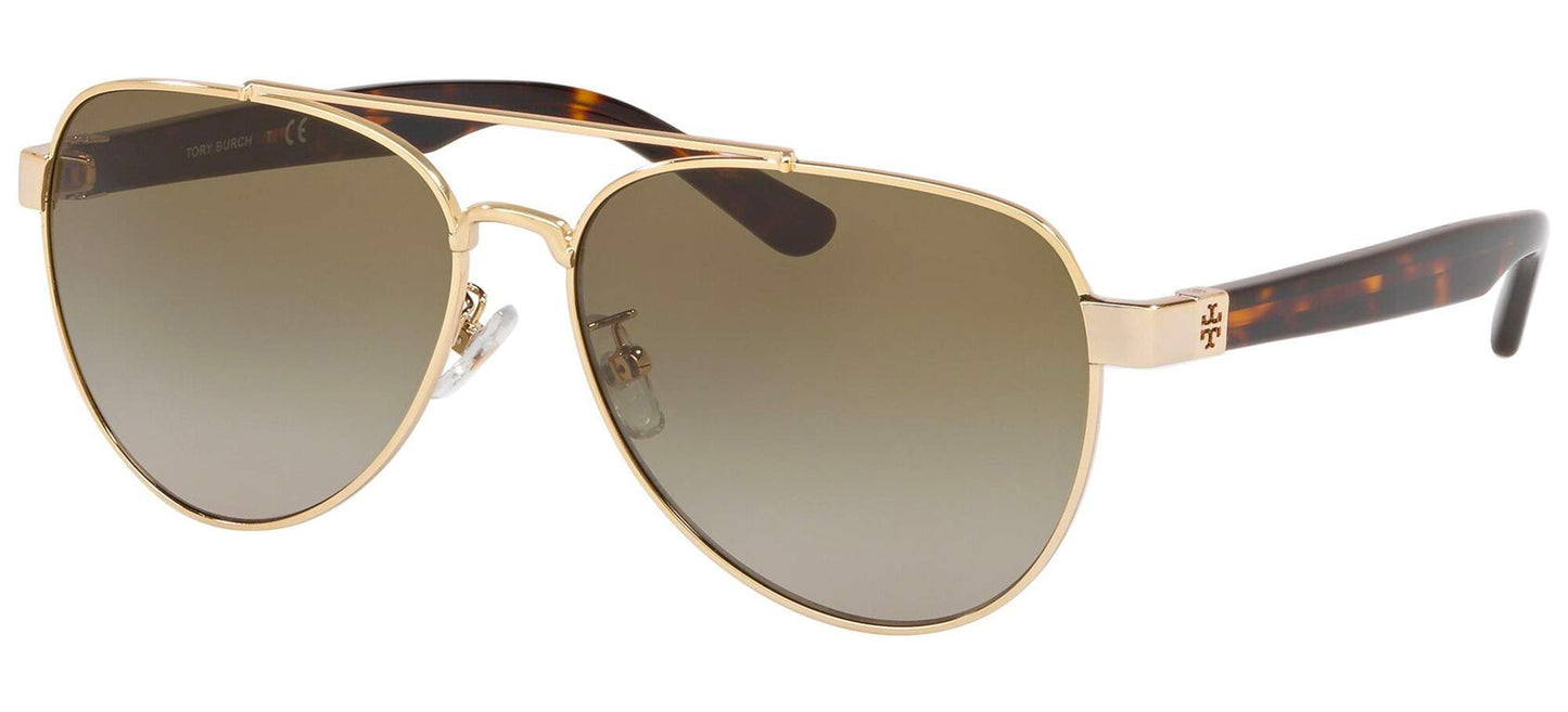 Tory Burch TY6070 327213 55mm Women's Sunglasses Shiny Light Gold Metal/Light/Dark Brown Gradient