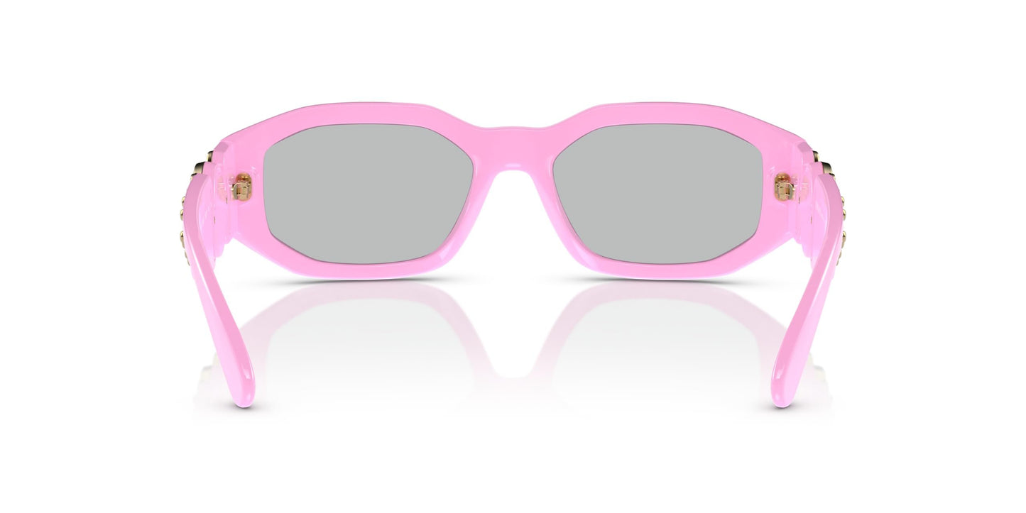 Versace VE4361 539687 53mm Pink "Biggie" Geometric Sunglasses Grey Lens