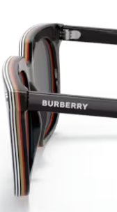 BURBERRY BE4337F 379887 56mm Black Square Sunglasses Dark Gray Lenses