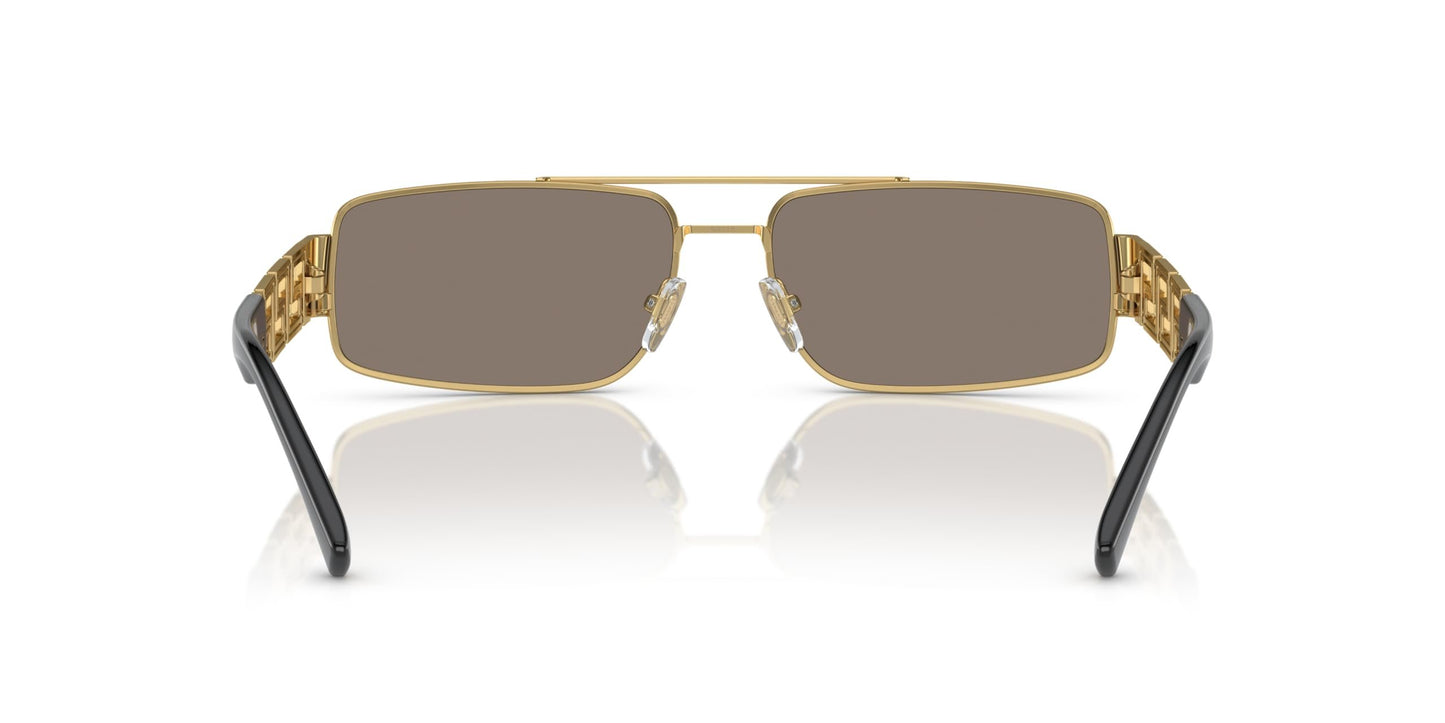 VERSACE VE2257 10025A 60mm Gold Light Brown Mirror Dark Gold Men's Sunglasses