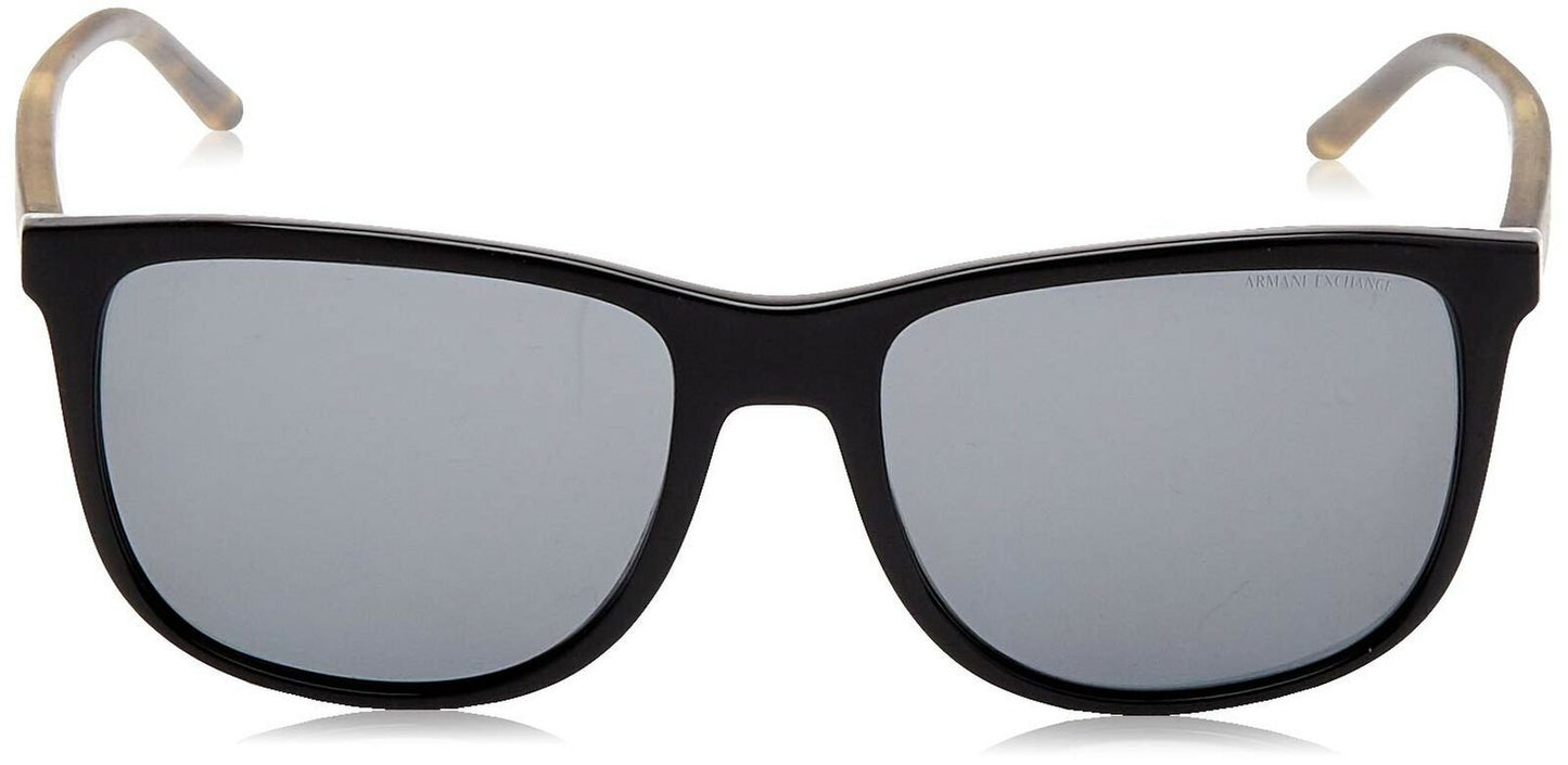 A|X Armani Exchange Men's AX4070S Square Sunglasses, Black/Polarized Grey, 57 mm