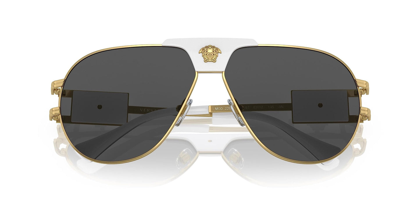 Versace 0VE2252 147187 63mm Man Sunglasses Gold Frame, Dark Grey Lenses