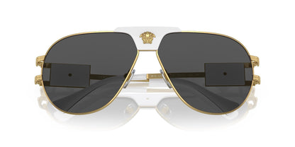 Versace 0VE2252 147187 63mm Man Sunglasses Gold Frame, Dark Grey Lenses