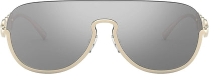 Versace 0VE2215 1252/6G 39mm Sunglasses Women's Pale Gold/Light Grey Lenses Shield