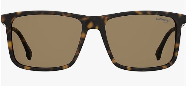 Carrera Men's 8029/S Rectangular Sunglasses, Dark Havana/Polarized Bronze, 57mm, 17mm