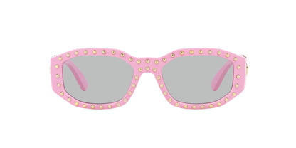 Versace VE4361 539687 53mm Pink "Biggie" Geometric Sunglasses Grey Lens