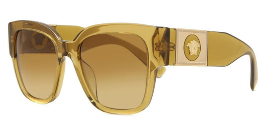 Versace 0VE4437U 534872L 54mm Woman Sunglasses Transparent Honey Frame, Light Yellow Gradient Ochre Lenses,