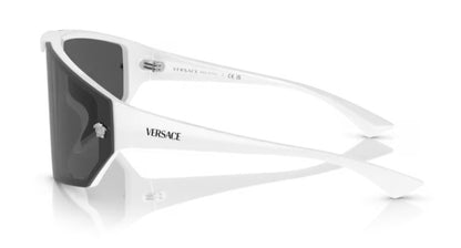 Versace VE 4461 314/87 White Plastic Shield Sunglasses Grey Lens