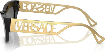 Versace VE 4432U GB1/87 Black/Gold Plastic Fashion Sunglasses Grey Lens