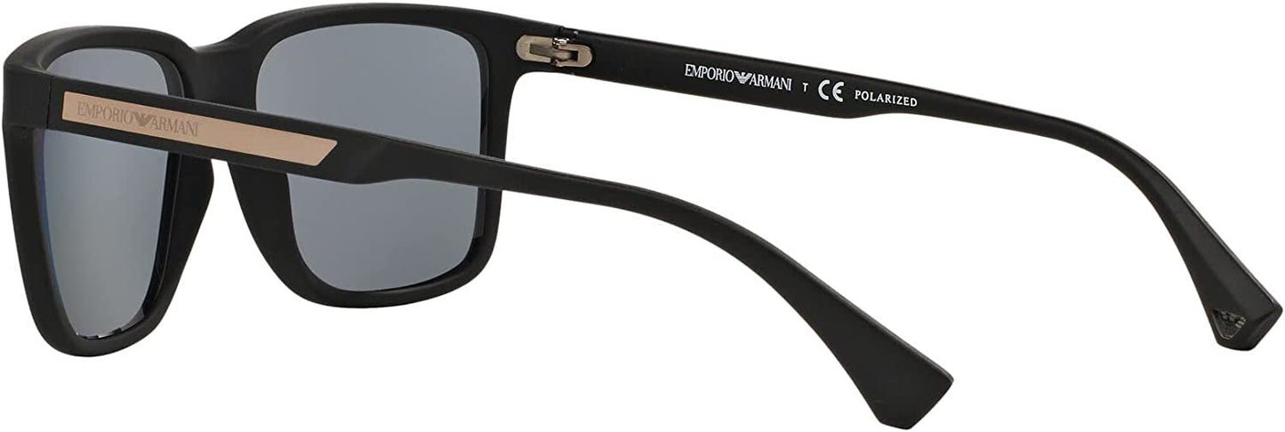 Emporio Armani EA4047 5063/81 Black Rubber Sunglasses Grey Polarized