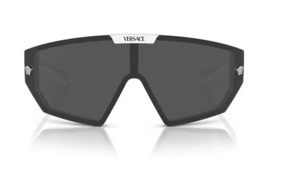 Versace VE 4461 314/87 White Plastic Shield Sunglasses Grey Lens