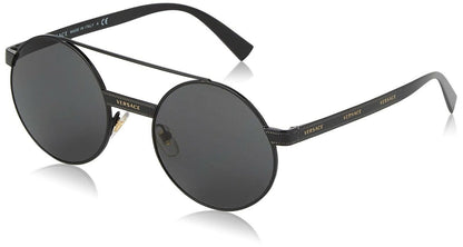 Versace Women's VE2210 1009/87 Black Fashion Round Sunglasses 52mm