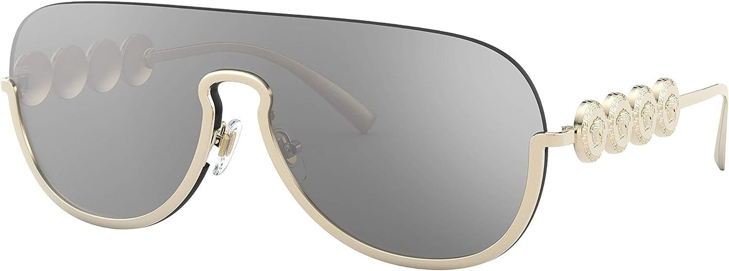 Versace 0VE2215 1252/6G 39mm Sunglasses Women's Pale Gold/Light Grey Lenses Shield