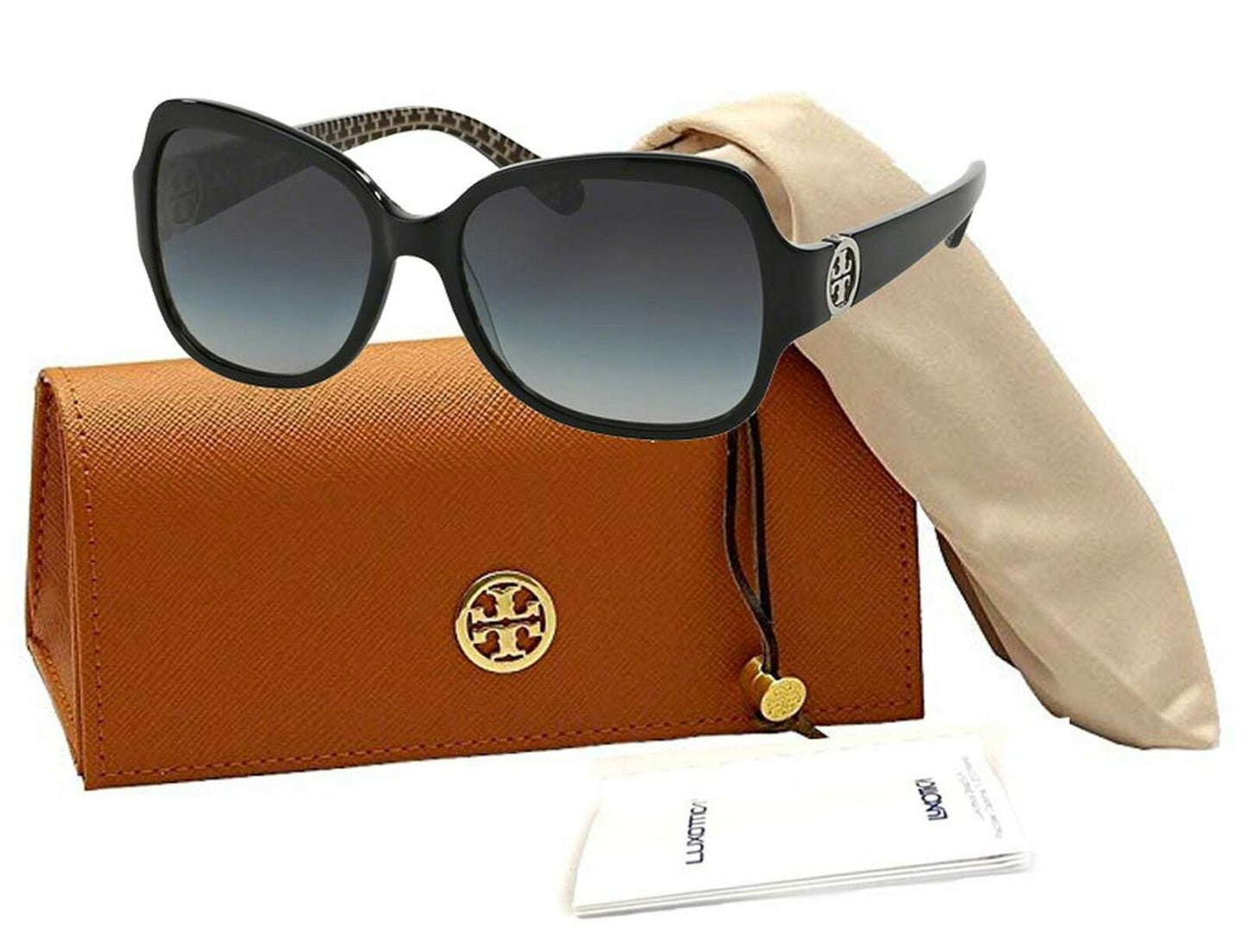 Tory Burch TY7059 114511 57M Black Stitch/Grey Gradient Square Sunglasses