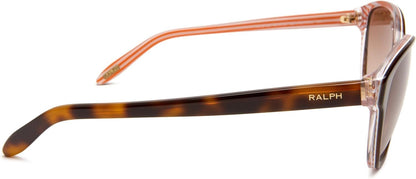 Ralph by Ralph Lauren Women's RA5128 Square Sunglasses, Shiny Havana On Orange Stripe/Gradient Brown, 55 mm