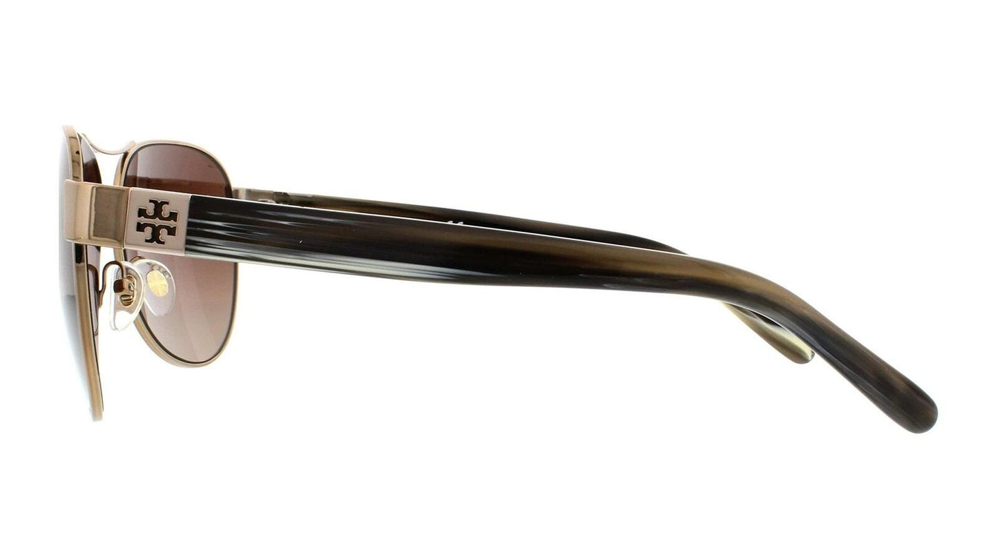 Tory Burch Women's TY6051 Light Gold/Olive Horn/Brown Polarized sunglasses